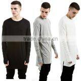 New Thumb Hole Cuffs Long Sleeve Man High Low Side Split Hip Hop Top Tee T Shirt Crew T-shirt thumbnail-1
