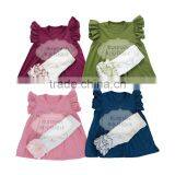 Boutique Clothes Children Dress Sets 2pcs Cute Girls Same Color Serge Clothing Set Cotton Print Outfit thumbnail-1