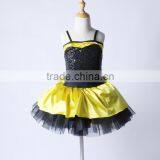 2016 New Design -kids Western Professional Black Sequin Leotard Yellow and Black Skirt Ballet Tutu thumbnail-1