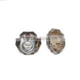 Lampwork Glass European Style Large Hole Beads Round Faceted Coffee Transparent With 304 Stainless Steel Silver Tone Core thumbnail-3