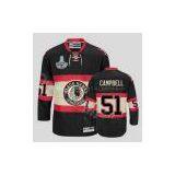 Chicago Blackhawks 51 Brian Campbell Black New Third Jersey Champions Cup Patch
