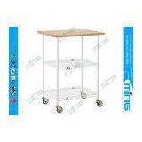 Custom 3 Tiers Chrome Wire Shelving Flat Shelf Trolley , 100kg / Layer