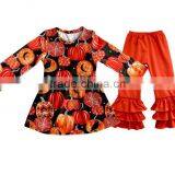 Wholesale Girls Boutique Outfits 2017 Kids Halloween Clothing Designer Pumpkin Appliqued Baby Clothes thumbnail-6