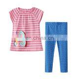 Pink Stripe Dress And Leggings Girl Summer Outfit Kids Clothing Baby Clothes thumbnail-1