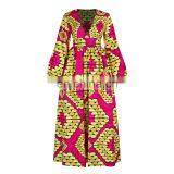 Wholesale Deep V Neck Long Sleeve Sexy Club Women African Chiffon Printed Casual Max Dresses thumbnail-1