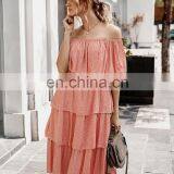 Spring and Summer 2020 New Word Shoulder Cake Group Dress Explosion Models Women's Clothing Factory Direct Sales thumbnail-6