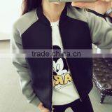 2015 New Arrival Fashion High Quality Double Color Stitching Women Baseball Jacket