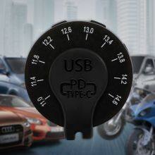 12/24V QC3.0 PD Car TPC Usb Fast Car Charger With Switch and LED Color Screen Voltmeter thumbnail-4