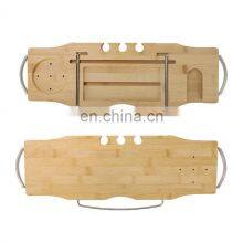 Bathroom Extendable Bamboo Extending Bathtub Caddy Adjustable Bath Tub Tray Rack With Towel Rack thumbnail-5