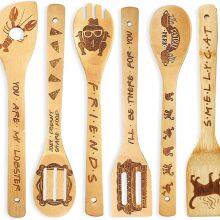 bamboo cooking utensils set engraved totally wholesale bamboo wooden spoon set burned