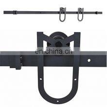 Soft Closing Flat Track U Shaped Black Kitchen Cabinet Bedroom Furniture Hang Sliding Barn Door Hardware Kit System