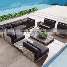 Modern Simple Outdoor Wooden Fabric Recliner Garden Sofa Set 7 Seater Living Room Furniture Modern Designs thumbnail-2