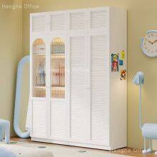 Pastel Pink Multi-Door Steel Armoire S-LC215 | Vertical Slatted Texture With Locking System | Customizable Storage for Kids' Rooms & Schools thumbnail-4