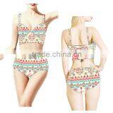 Hot Summer Beach Girl Underwear Swimwear, Seaside Print Colorful Women Bikini, Sexy Back Strape Swimsuit thumbnail-6