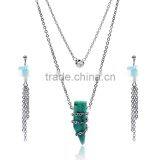 Turkish Jewelry Set Wholesale Tassel Earrings Natural Stone Pendant Necklace thumbnail-1