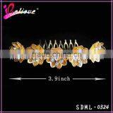 2015 New Popular 24k Gold Foil Flower Hair Accessories,crystal Diamond Gold Flower Jewelry Hair Comb thumbnail-1