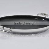Stainless Steel Fish Pan With Non Stick Coating Inside Oval Shape