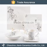 Wholesale modern decal square fine bone china dinnerware sets