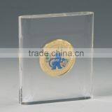 Clear Acrylic Solid Block Photo Frame Embedment With Flags Shape