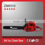 power tools 64.1cc 3.3kW 2 stroke ZM6510 tree cutting machine price forced air cooling system