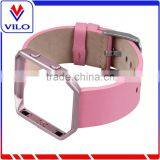 Luxury Genuine Leather Wrist Strap Watch Band For Fitbit Blaze Smart Watch+Metal Frame thumbnail-1