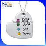 Custom 925 Sterling Silver Engraved Name Birthstone Disc Pendant Necklace Pendant With Birthstone thumbnail-5