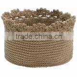 PP Yarn Round Crochet Basket Purple Brown thumbnail-3