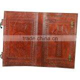 Celtic Embossed Leather Cover With Beautifully Two C Lock Chestnut Brown thumbnail-4