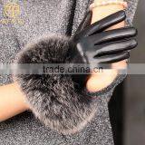 ZF0419 Ladies Fashion Real Fox Fur Leather Gloves in Winter
