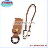 Portable Usb2.0 Round Key Clip Leather Key Clip Micro Usb Data Cable Wholesale thumbnail-1