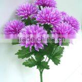 H44m Purple Fabric Fake Flowers 9 Heads Chrysanthemum thumbnail-1
