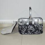 Picnic basket with zipper cover,aluminium foil folding cooler basket