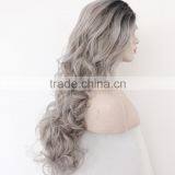 Ombre Silver Grey Body Wave Synthetic Wig Long Natural Wigs N505 thumbnail-2
