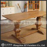 French Country Style Oak Wood Frame Factory Dining Table thumbnail-1