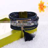 Bohemian Magnetic Clasp Multilayer Leather Braided Handmade Wrap Cuff Bracelet