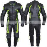 Motorbike Leather Suit(Black Color With Green Stripes) thumbnail-1