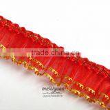 Double Layer Chiffon Tule Red Chiffon Lace Flower Trim thumbnail-1