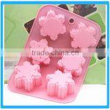 6 Cubes Snowflake Shape Mold Silicone Soap Mold Pink Cake DIY Mold thumbnail-1