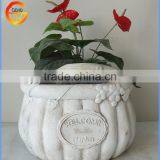 Customized Fiber Stone Garden Flower Planter Pot With Rust Metal Effect thumbnail-3