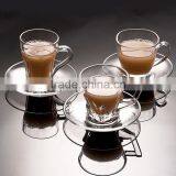 Glass Coffee Mug With Saucer Coffee Cup With Saucer Glass Coffee Set thumbnail-6