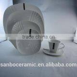 Bone China Dinner Set, 16 PCS White Square Plate and Coffee Cup Wholesale Cheap Price thumbnail-1