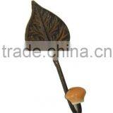 Metal Decorative Leaf Hooks With Ceramic Knob, Home Decoration Hooks, Metal Wall Art Hooks, European Style Hooks, Vintage Hooks thumbnail-1