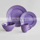 16pcs High Quality Embossed Dinner Set With Purple Solid Color thumbnail-1