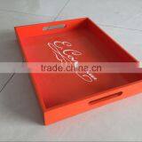 Painted Modern Handled Large Wooden Tray thumbnail-2