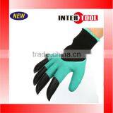 1 Pair Garden Gloves Digging 4 Plastic Claws Gardening Rubber Gloves - NEW