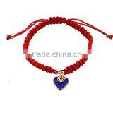Enamel Gold Heart Charm Handwoven Bracelet Adjustable Braided Macrame Bracelet Promotional Friendship Bracelet thumbnail-4