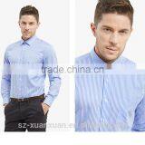 SZXX Hot Sale Manufacturer Blue Stripe Wrinkle Free Mens Shirts thumbnail-2