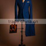 2014 Latest New Fashion Good Workmanship Men Suit One -button Blue Design thumbnail-1