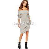 MGOO Hot Selling Wholesale Women Long Sweater Dress One Line Neck Party Dresses Winter Fashion Sweater Dress JR1069 thumbnail-6