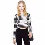 Wholesale 100% Cotton Short Striped Women T-shirt for Summer thumbnail-1